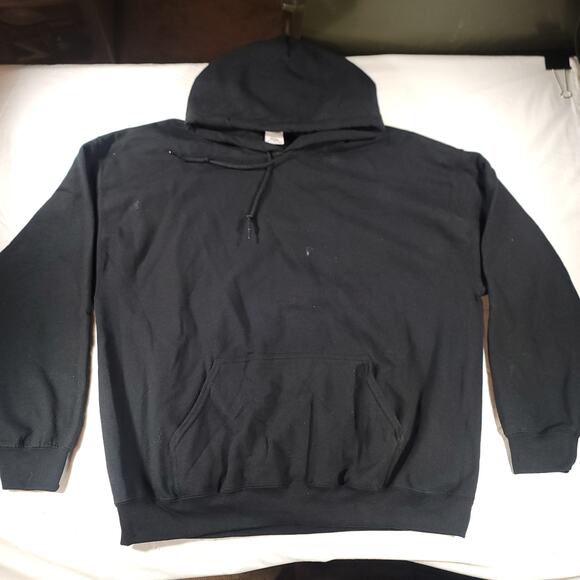 Gildan Casual Pullover Long Sleeve Outdoor Hoodie Mens Size Extra Large XL Black - Picture 2 of 11
